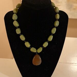 Elegant Green and Brown Beaded Necklace